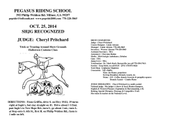PEGASUS RIDING SCHOOL OCT. 25, 2014 SHJG RECOGNIZED JUDGE:  Cheryl Pritchard