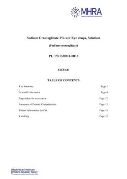 Sodium Cromoglicate 2% w/v Eye drops, Solution  PL 35533/0031-0033 (Sodium cromoglicate)