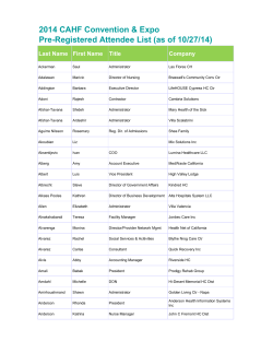 2014 CAHF Convention &amp; Expo Pre-Registered Attendee List (as of 10/27/14) Title