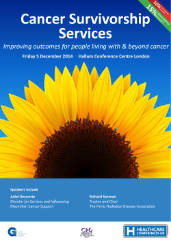 Cancer Survivorship Services 15% Improving outcomes for people living with &amp; beyond cancer