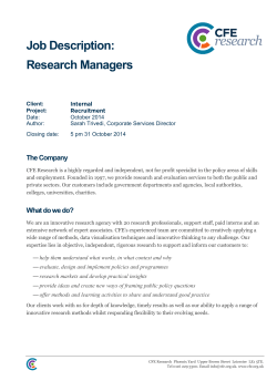 Job Description: Research Managers  The Company