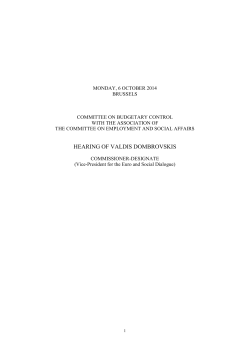 MONDAY, 6 OCTOBER 2014 BRUSSELS COMMITTEE ON BUDGETARY CONTROL WITH THE ASSOCIATION OF