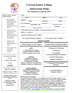 Corozal Junior College  Application Form For Admission in January 2015