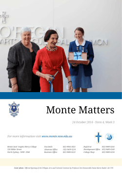 Monte Matters 24 October 2014 - Term 4, Week 3 www.monte.nsw.edu.au
