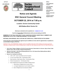 Wednesday, October 22, 2014 - ENC General Meeting  