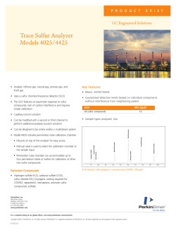 Trace Sulfur Analyzer Models 4025/4425 GC Engineered Solutions