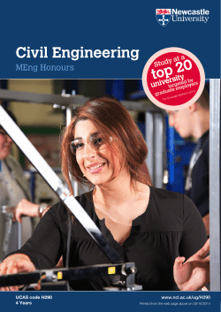Civil Engineering MEng Honours UCAS code H290 4 Years