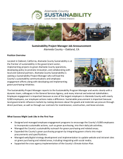 Alameda County – Oakland, CA Sustainability Project Manager Job Announcement