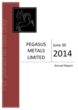 2014 For personal use only PEGASUS  METALS 