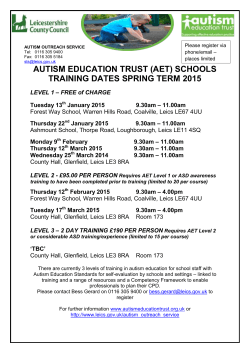 AUTISM EDUCATION TRUST (AET) SCHOOLS TRAINING DATES SPRING TERM 2015