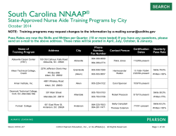 South Carolina NNAAP  State-Approved Nurse Aide Training Programs by City ®