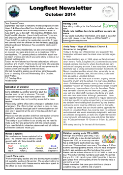 Longfleet Newsletter  October 2014 Holiday Club
