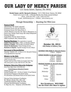 OUR LADY OF MERCY PARISH 131 Davis Street, Easton, PA 18042