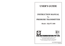 USER’S GUIDE INSTRUCTION MANUAL PRESSURE TRANSMITTER