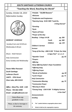South Santiago Lutheran Church Bulletin - Oct 26, 2014