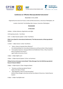 Conference on ‘Effective Macroprudential Instruments’ November 13-14, 2014
