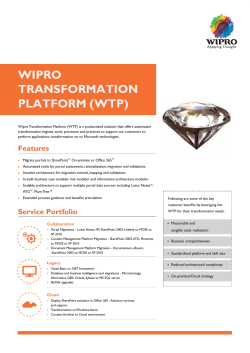 WIPRO TRANSFORMATION PLATFORM (WTP)