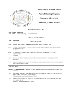 Southeastern Fishes Council  Annual Meeting Program November 12-14, 2014