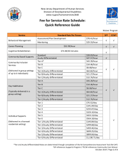 Fee for Service Rate Schedule: Quick Reference Guide Division of Developmental Disabilities