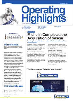 Operating Highlights Michelin Completes the Acquisition of Sascar