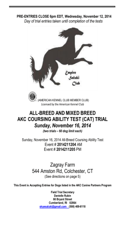 ALL-BREED AND MIXED BREED AKC COURSING ABILITY TEST (CAT) TRIAL Zagray Farm