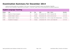 Examination Summary for December 2014 •