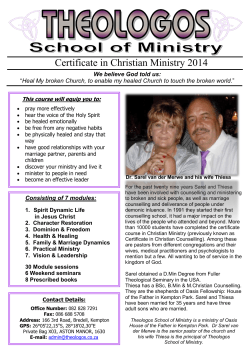 Certificate in Christian Ministry 2014  We believe God told us: