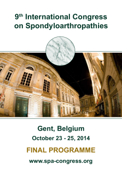 9 International Congress on Spondyloarthropathies Gent, Belgium
