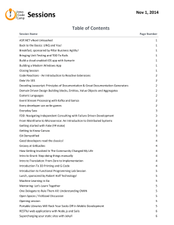 Sessions Table of Contents Nov 1, 2014