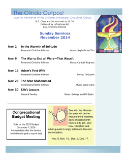 The Olinda Outpost Sunday Services November 2014 Nov. 2 