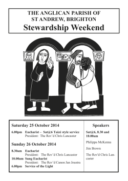 Stewardship Weekend THE ANGLICAN PARISH OF ST ANDREW, BRIGHTON