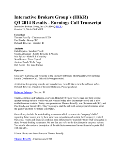 Interactive Brokers Group's (IBKR) Q3 2014 Results - Earnings Call Transcript