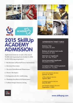 2015 SkillUp ACADEMY ADMISSION ADMISSION TIME TABLE