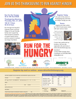 JOIN US THIS THANKSGIVING TO RUN AGAINST HUNGER