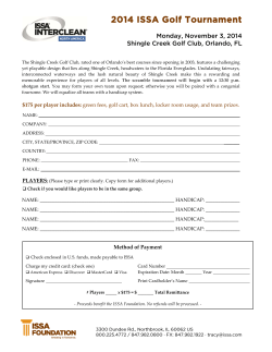 2014 ISSA Golf Tournament  Monday, November 3, 2014