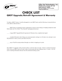 CHECK LIST QBOT Upgrade/Retrofit Agreement &amp; Warranty LiTen Up Technologies, Inc.