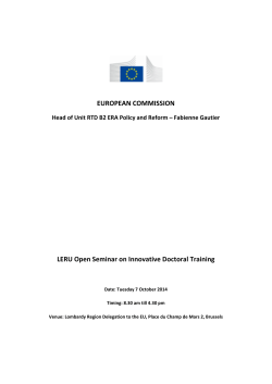 EUROPEAN COMMISSION LERU Open Seminar on Innovative Doctoral Training