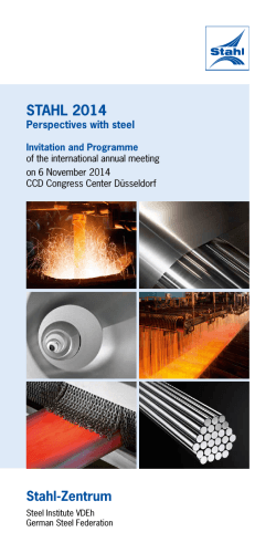 STAHL 2014 Stahl-Zentrum Perspectives with steel Invitation and Programme