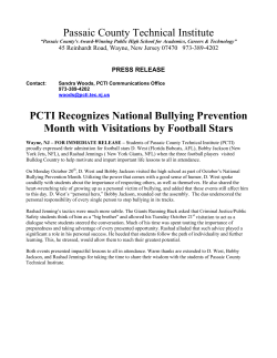 Passaic County Technical Institute PCTI Recognizes National Bullying Prevention