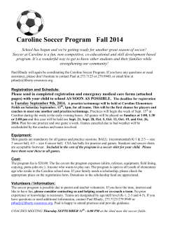 Caroline Soccer Program   Fall 2014