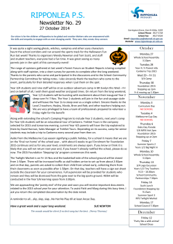RIPPONLEA P.S.  Newsletter No. 29 27 October 2014