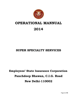OPERATIONAL MANNUAL 2014 SUPER SPECIALTY SERVICES