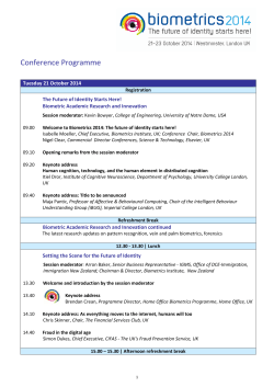 Conference Programme Tuesday 21 October 2014 The Future of Identity Starts Here!