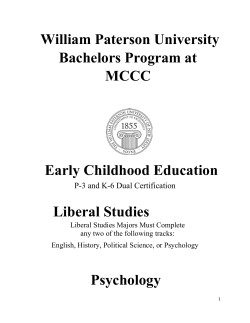 William Paterson University Bachelors Program at MCCC Early Childhood Education