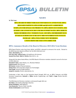 BPSA BOARD OF DIRECTORS ELECTION RESULTS ANNOUNCED | BPSA Fall 2014
