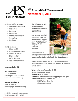 5 Annual Golf Tournament November 8, 2014