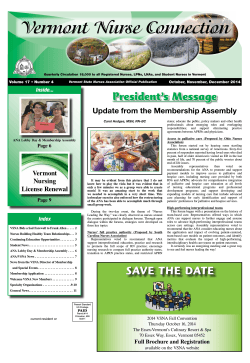 Vermont Nurse Connection President&rsquo;s Message