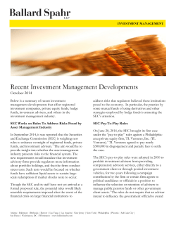 Recent Investment Management Developments October 2014