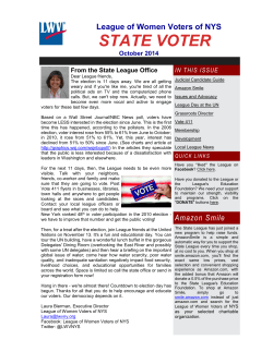 STATE VOTER  League of Women Voters of NYS October 2014
