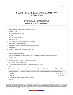 SECURITIES AND EXCHANGE COMMISSION SEC FORM 17-C